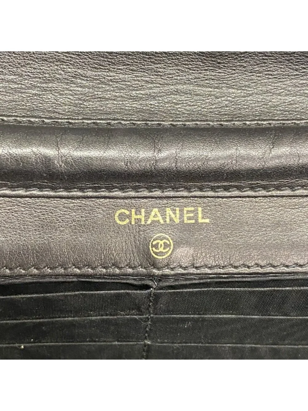 Chanel Shoulder Wallet Caviar Leather Black Gold